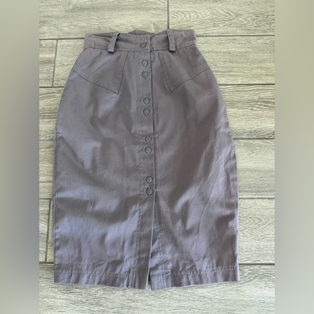 Vintage Elegant gray Button-Down Skirt